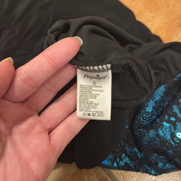 Black Strapless dress with blue sparkle - Picture 6 of 6